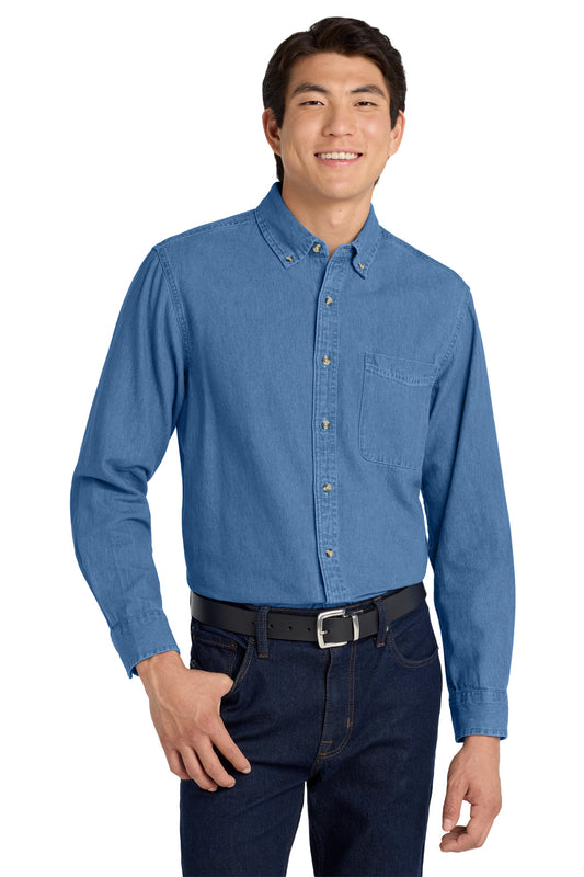 Port Authority ®  Tall Long Sleeve Denim Shirt. TLS600 - Angelheart Embroidery and Screen Printing